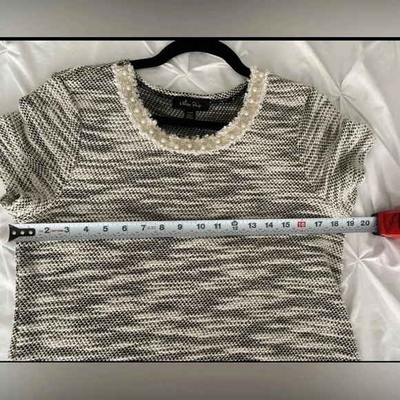 Melissa Paige Women’s“A-Line” Textured Cotton Mini Dress Pearl Trim Medium EUC - Picture 5 of 10